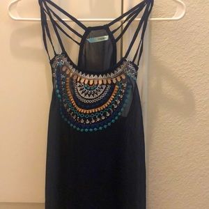 Cute strappy navy blue with design maurices tank